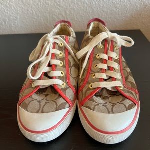 Coach Brown and Red Sneakers